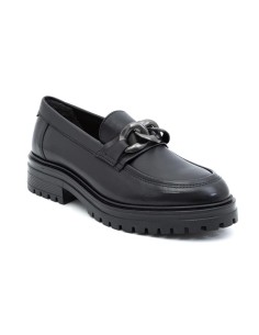 Black leather women's moccasins 2