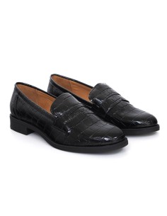 Black leather women's moccasins 2