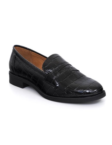 Black leather women's moccasins