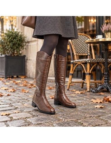 bottes femme de peau marron W-CROBO-MARRON
