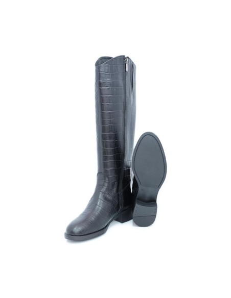 Botas de mujer de piel con piel de coco color negro