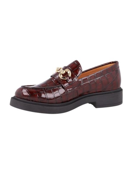 Burgundy leather women's moccasins