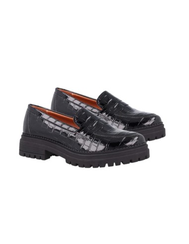 Black leather women's moccasins