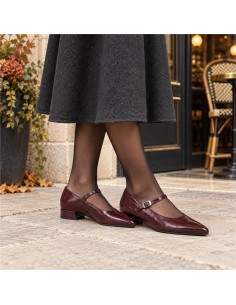 Zapato de Vestir de piel liso color burdeos