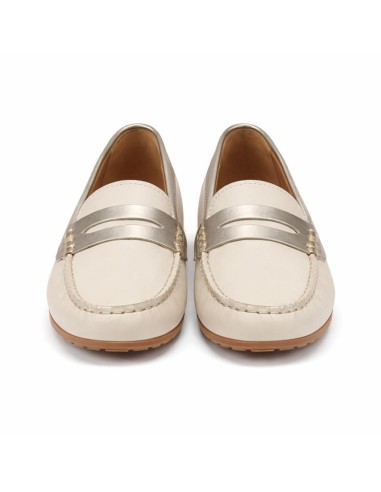 White leather women's moccasins