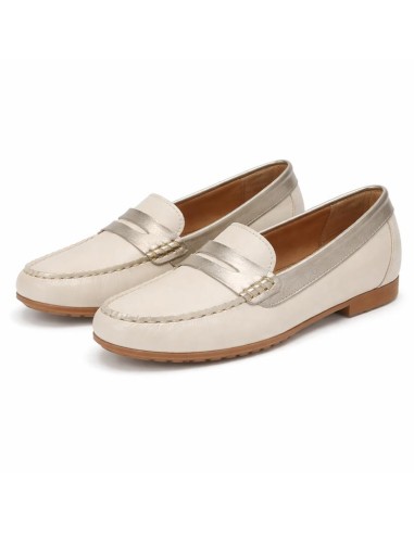 femmes mocassins de peau blanc W-DANESA-HIELO