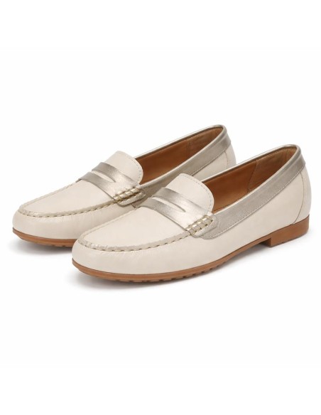 White leather women's moccasins