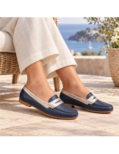 femmes mocassins de peau bleu W-DANESA-NAVY