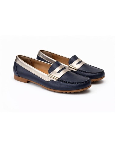 Blue leather women's moccasins