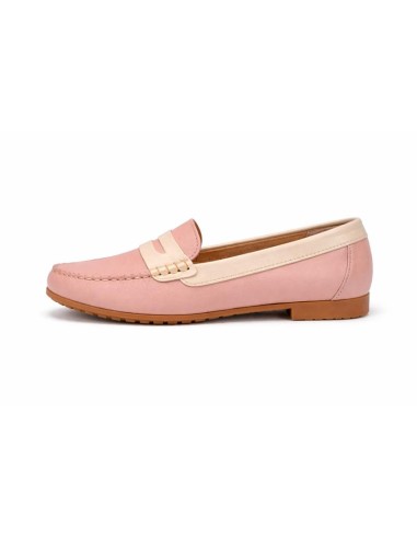 Pink leather women's moccasins