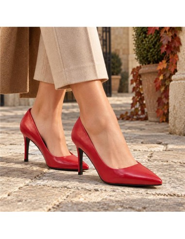 Zapato de Vestir de piel liso color rojo