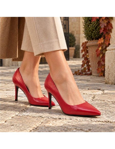 chaussures habillées femme de peau rouge W-DASY-RED