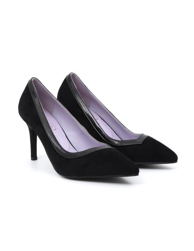Zapato de Vestir de ante combinado de pieles color negro