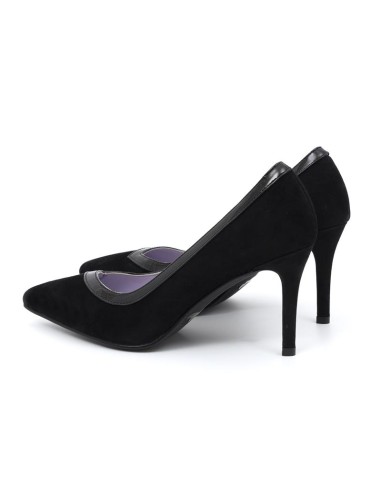 Zapato de Vestir de ante combinado de pieles color negro