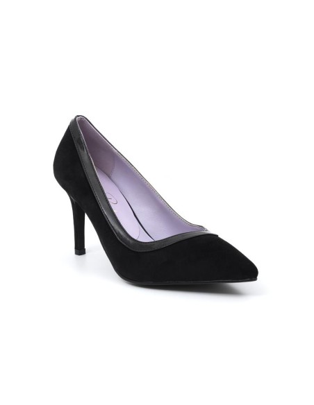 Zapato de Vestir de ante combinado de pieles color negro
