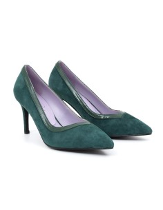 Zapato de Vestir de ante combinado de pieles color verde 2