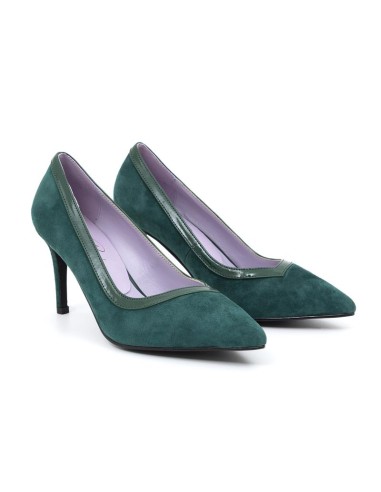 Zapato de Vestir de ante combinado de pieles color verde