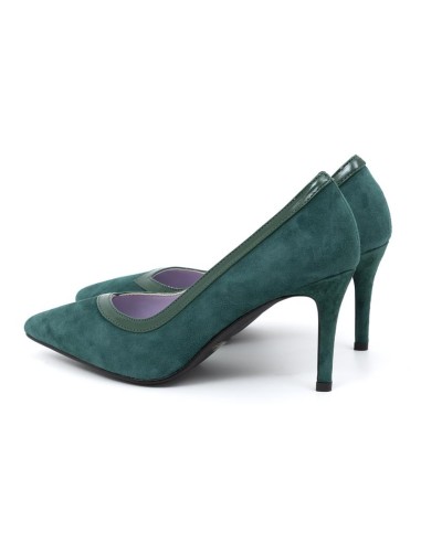 Zapato de Vestir de ante combinado de pieles color verde