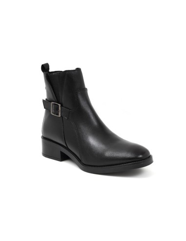 Botines de mujer de piel acabado a mano color negro