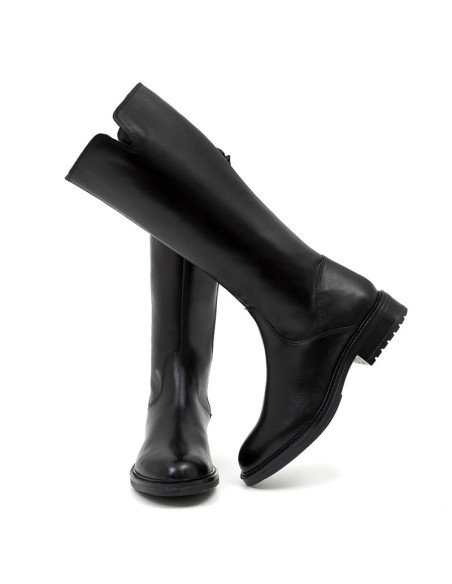 Black leather Women's high boots