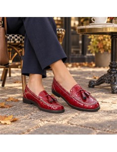 femmes mocassins de peau rouge W-FLORIS-RED