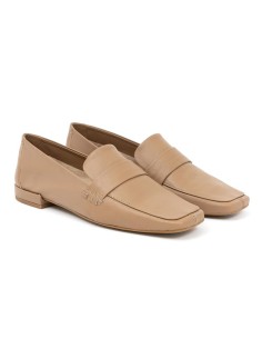 Mocasines de mujer de piel liso color beige 2