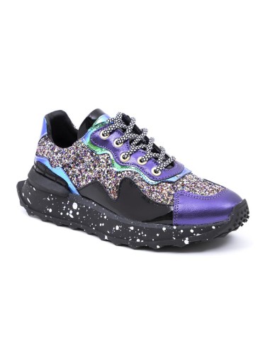 Deportivo de mujer de piel en doble tonalidad color morado