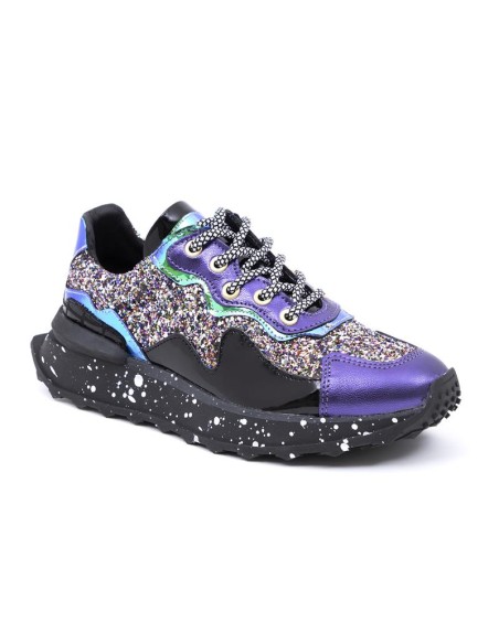 baskets femme de peau violet W-GLITZ-PURPLE