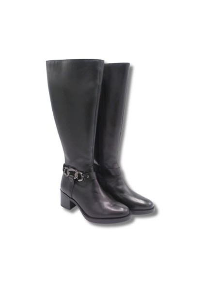 Black leather Women's high boots