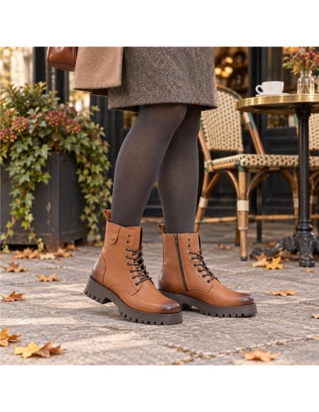 Botas de mujer de piel difuminado color cuero