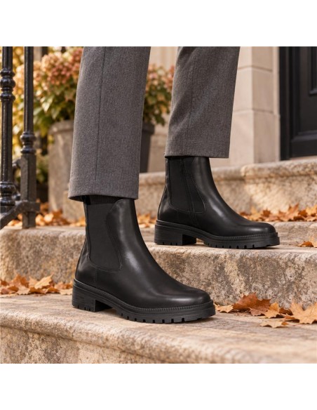 Black leather women's boots