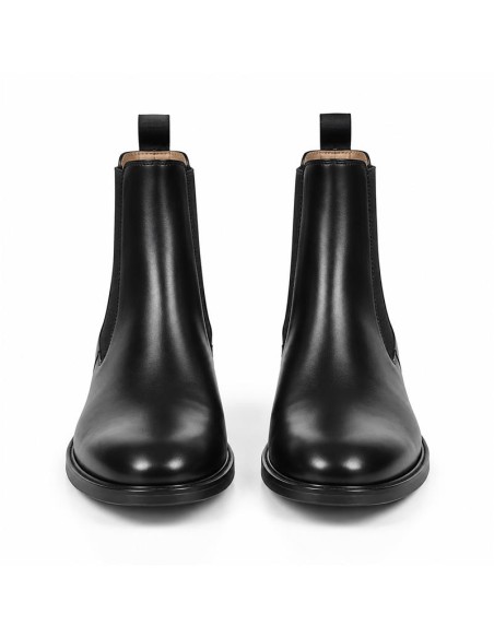 Black leather chelsea boots