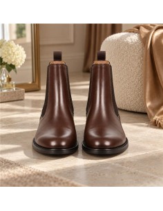bottines chelsea de peau marron W-MALERO-BROWN