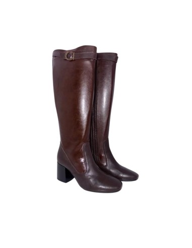 Botas de mujer de piel con hebilla color marrón
