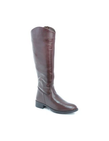 Botas de mujer de piel acabado a mano color marrón
