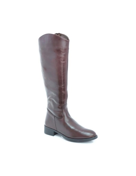 Botas de mujer de piel acabado a mano color marrón