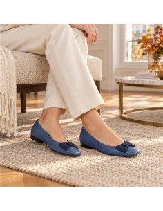 Zapato de Vestir de piel liso color azul