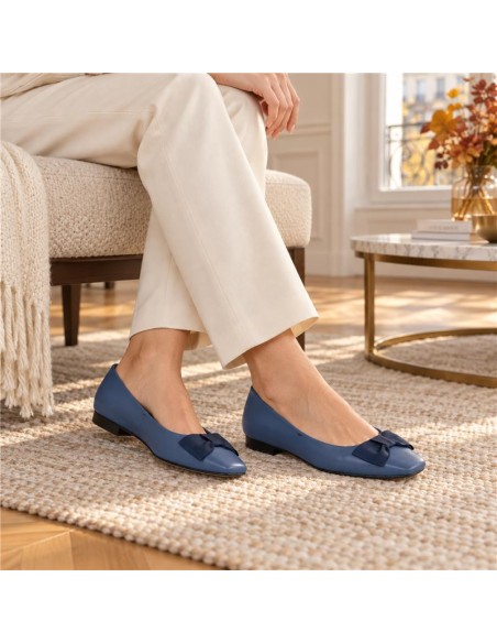 Zapato de Vestir de piel liso color azul