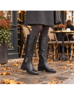 Black leather Women's high boots