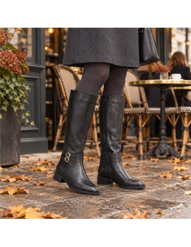 Black leather Women's high boots