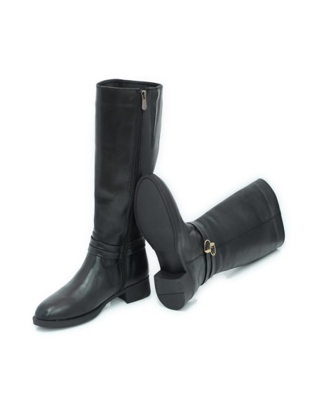 Botas de mujer de piel con hebilla color negro