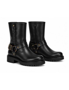 Botines de mujer de piel con hebilla color negro 2