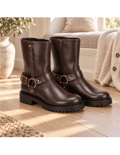 bottines femme de peau marron W-MERATI-BROWN