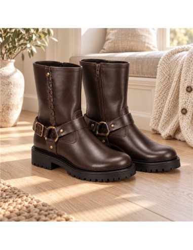 Brown leather women's boots