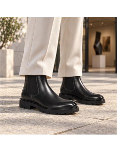 Black leather chelsea boots