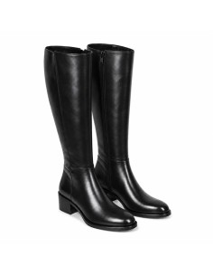 Black leather Women's high boots 2