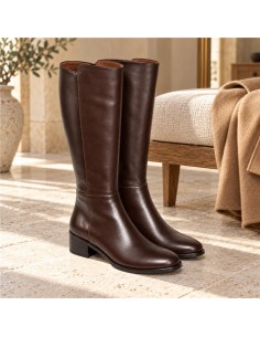 Brown leather Women's high boots
