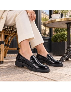 femmes mocassins de peau le noir W-MONARIL-BLACK