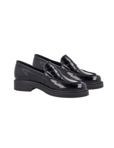 Black leather women's moccasins 2