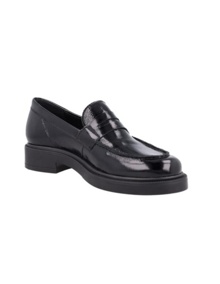 Black leather women's moccasins